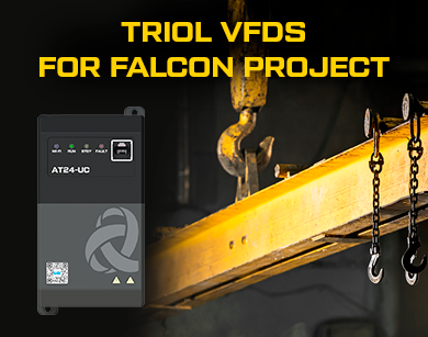 Increased productivity of three crane trolley drives and one conveyor drive with implementing Triol VFDs for the Falcon project